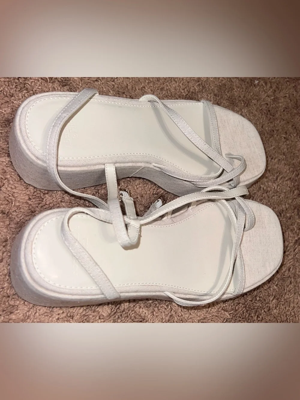 Abercrombie & Fitch Cream Platform Strappy Sandals